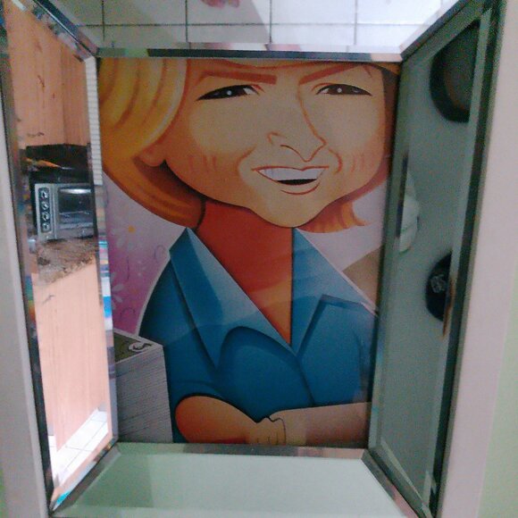 Martha Stewart caricature by Risko in deep set mirrored frame - Picture 1 of 2